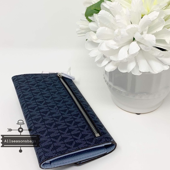 🔽 Michael Kors Large trifold Cassie wallet blue - Picture 5 of 6